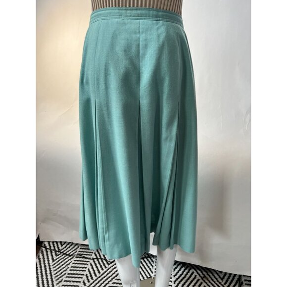 Jones New York Women's Size 14 Aqua Button-Front Pleated Midi Skirt - Picture 16 of 16